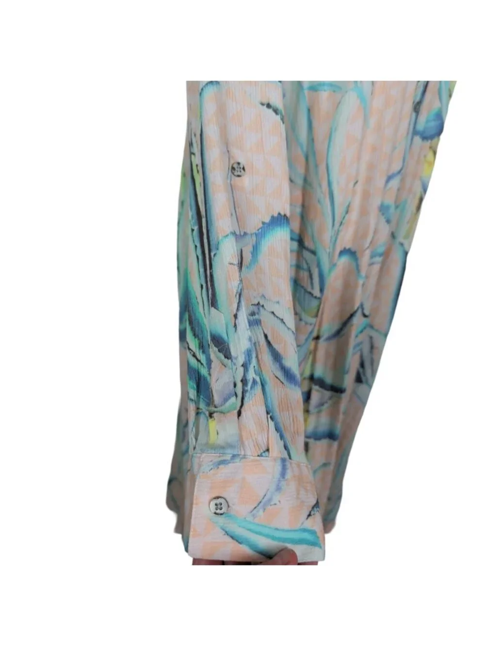 Mara Hoffman Swim Cover Up Dress L Peach Abstract Button Front Tunic Boho Resort